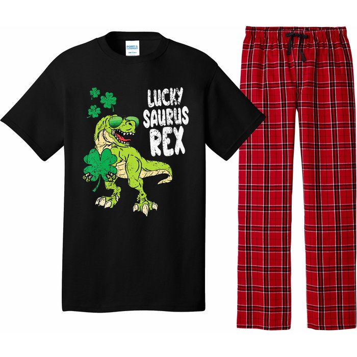 St Patricks Day Lucky Saurus Rex T-Rex Pajama Set