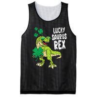 St Patricks Day Lucky Saurus Rex T-Rex Mesh Reversible Basketball Jersey Tank