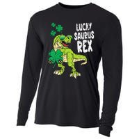 St Patricks Day Lucky Saurus Rex T-Rex Cooling Performance Long Sleeve Crew