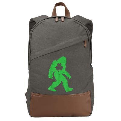 St Patricks Day Bigfoot Sasquatch Shamrock Cotton Canvas Backpack