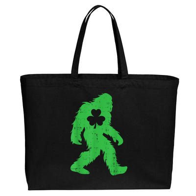 St Patricks Day Bigfoot Sasquatch Shamrock Cotton Canvas Jumbo Tote