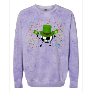 St Patrick's Day Soccer Leprechaun Sports Lovers Gift Colorblast Crewneck Sweatshirt