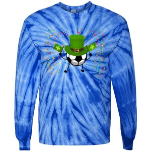 St Patrick's Day Soccer Leprechaun Sports Lovers Gift Tie-Dye Long Sleeve Shirt