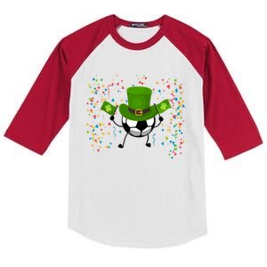 St Patrick's Day Soccer Leprechaun Sports Lovers Gift Kids Colorblock Raglan Jersey