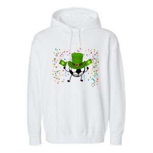 St Patrick's Day Soccer Leprechaun Sports Lovers Gift Garment-Dyed Fleece Hoodie