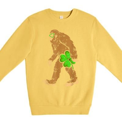 St Patricks Day Funny Bigfoot Shamrock Sasquatch Irish Premium Crewneck Sweatshirt