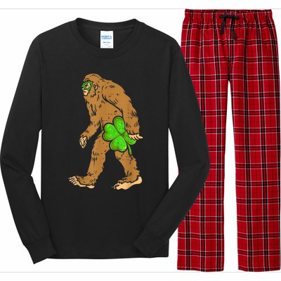 St Patricks Day Funny Bigfoot Shamrock Sasquatch Irish Long Sleeve Pajama Set