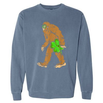 St Patricks Day Funny Bigfoot Shamrock Sasquatch Irish Garment-Dyed Sweatshirt