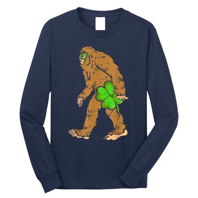 St Patricks Day Funny Bigfoot Shamrock Sasquatch Irish Long Sleeve Shirt