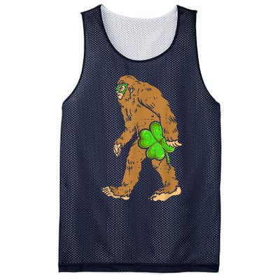 St Patricks Day Funny Bigfoot Shamrock Sasquatch Irish Mesh Reversible Basketball Jersey Tank