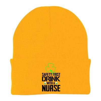 St PatrickS Day Safety First Drink With A Nurse Beer Lovers Gift Knit Cap Winter Beanie