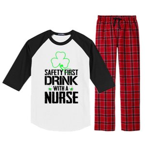 St PatrickS Day Safety First Drink With A Nurse Beer Lovers Gift Raglan Sleeve Pajama Set