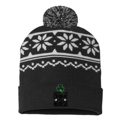 St PatrickS Day Safety First Drink With A Nurse Beer Lovers Gift USA-Made Snowflake Beanie