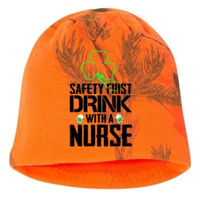 St PatrickS Day Safety First Drink With A Nurse Beer Lovers Gift Kati - Camo Knit Beanie