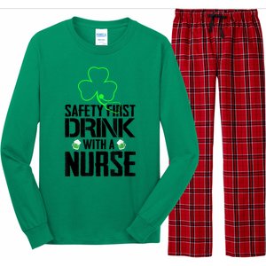 St PatrickS Day Safety First Drink With A Nurse Beer Lovers Gift Long Sleeve Pajama Set