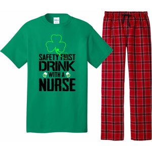 St PatrickS Day Safety First Drink With A Nurse Beer Lovers Gift Pajama Set