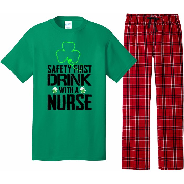 St PatrickS Day Safety First Drink With A Nurse Beer Lovers Gift Pajama Set