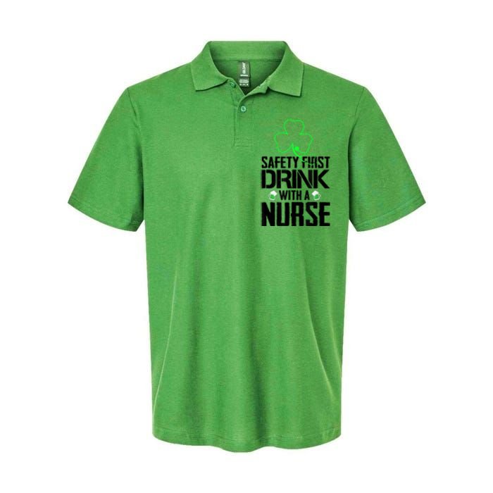 St PatrickS Day Safety First Drink With A Nurse Beer Lovers Gift Softstyle Adult Sport Polo