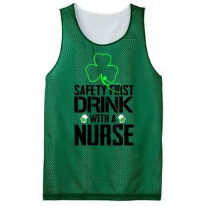 St PatrickS Day Safety First Drink With A Nurse Beer Lovers Gift Mesh Reversible Basketball Jersey Tank