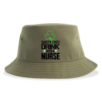 St PatrickS Day Safety First Drink With A Nurse Beer Lovers Gift Sustainable Bucket Hat