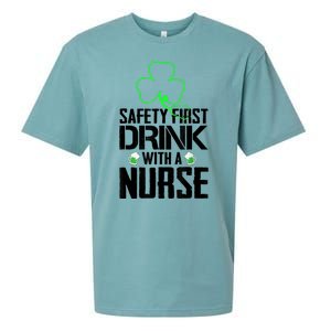 St PatrickS Day Safety First Drink With A Nurse Beer Lovers Gift Sueded Cloud Jersey T-Shirt