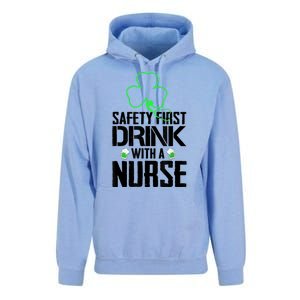 St PatrickS Day Safety First Drink With A Nurse Beer Lovers Gift Unisex Surf Hoodie