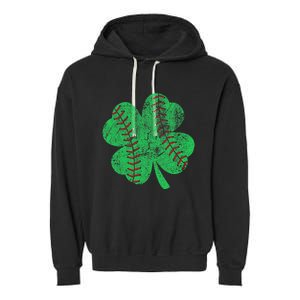 St Patricks Day Shamrock Baseball Saint Paddy's Garment-Dyed Fleece Hoodie