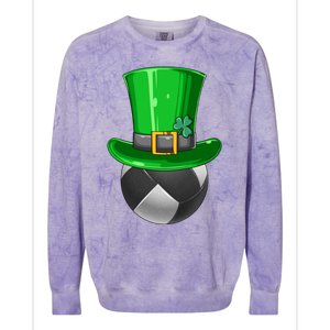 St Patrick's Day Volleyball Irish Volleyball Leprechaun Hat Cool Gift Colorblast Crewneck Sweatshirt