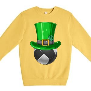 St Patrick's Day Volleyball Irish Volleyball Leprechaun Hat Cool Gift Premium Crewneck Sweatshirt