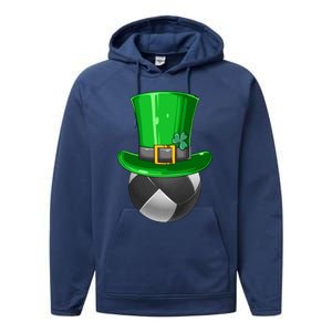 St Patrick's Day Volleyball Irish Volleyball Leprechaun Hat Cool Gift Performance Fleece Hoodie