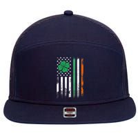 St Patrick's Day Irish American Flag Vintage Shamrock Lucky 7 Panel Mesh Trucker Snapback Hat