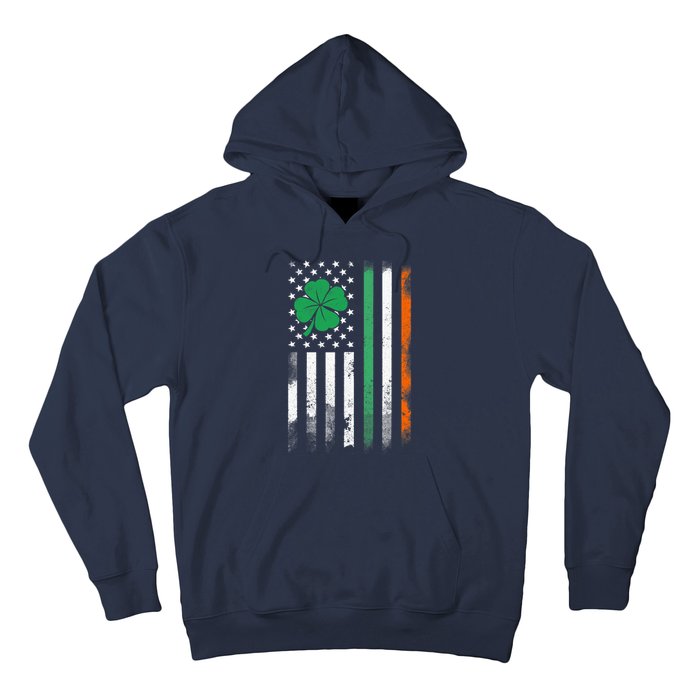 St Patrick's Day Irish American Flag Vintage Shamrock Lucky Hoodie