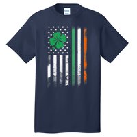 St Patrick's Day Irish American Flag Vintage Shamrock Lucky Tall T-Shirt