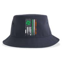 St Patrick's Day Irish American Flag Vintage Shamrock Lucky Sustainable Bucket Hat