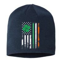 St Patrick's Day Irish American Flag Vintage Shamrock Lucky Sustainable Beanie