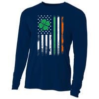 St Patrick's Day Irish American Flag Vintage Shamrock Lucky Cooling Performance Long Sleeve Crew