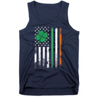 St Patrick's Day Irish American Flag Vintage Shamrock Lucky Tank Top