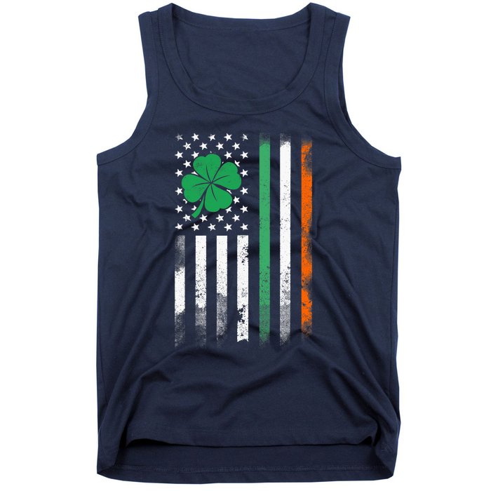 St Patrick's Day Irish American Flag Vintage Shamrock Lucky Tank Top