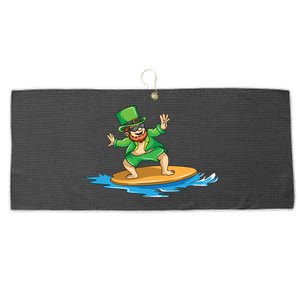 St Patricks Day Surfing Leprechaun St Patricks Day Surf Meaningful Gift Large Microfiber Waffle Golf Towel