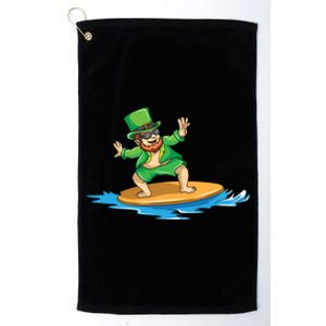 St Patricks Day Surfing Leprechaun St Patricks Day Surf Meaningful Gift Platinum Collection Golf Towel