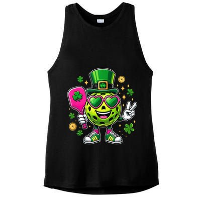 St. Patrick's Day Funny Lucky Pickleball Irish Shamrock Ladies PosiCharge Tri-Blend Wicking Tank