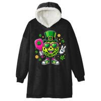 St. Patrick's Day Funny Lucky Pickleball Irish Shamrock Hooded Wearable Blanket
