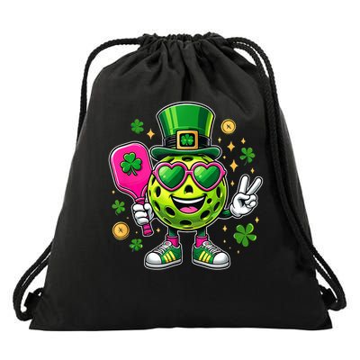 St. Patrick's Day Funny Lucky Pickleball Irish Shamrock Drawstring Bag
