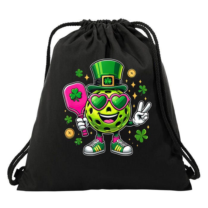 St. Patrick's Day Funny Lucky Pickleball Irish Shamrock Drawstring Bag