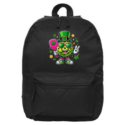 St. Patrick's Day Funny Lucky Pickleball Irish Shamrock 16 in Basic Backpack