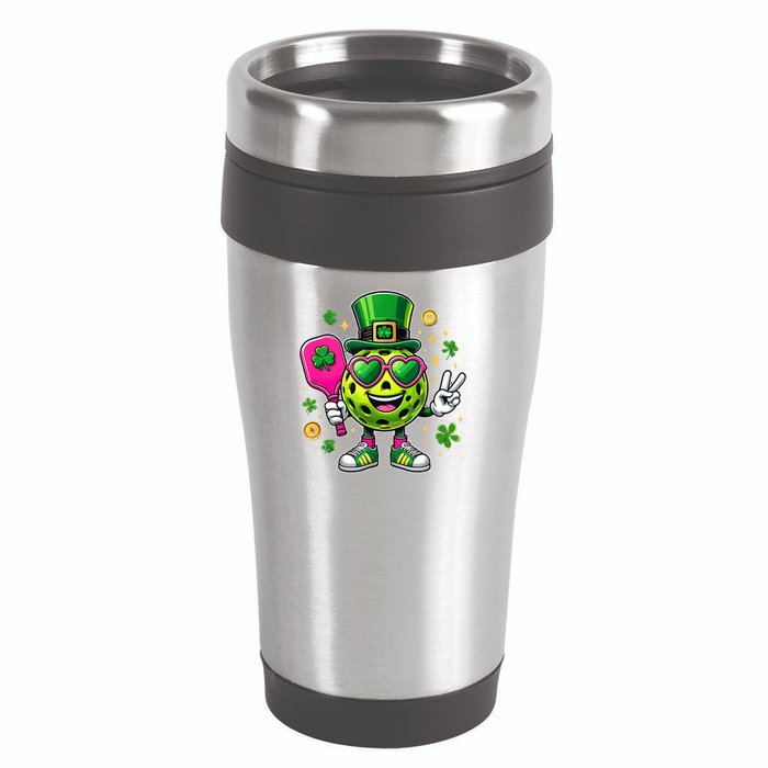 St. Patrick's Day Funny Lucky Pickleball Irish Shamrock 16oz Travel Tumbler