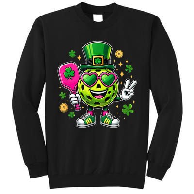 St. Patrick's Day Funny Lucky Pickleball Irish Shamrock Tall Sweatshirt