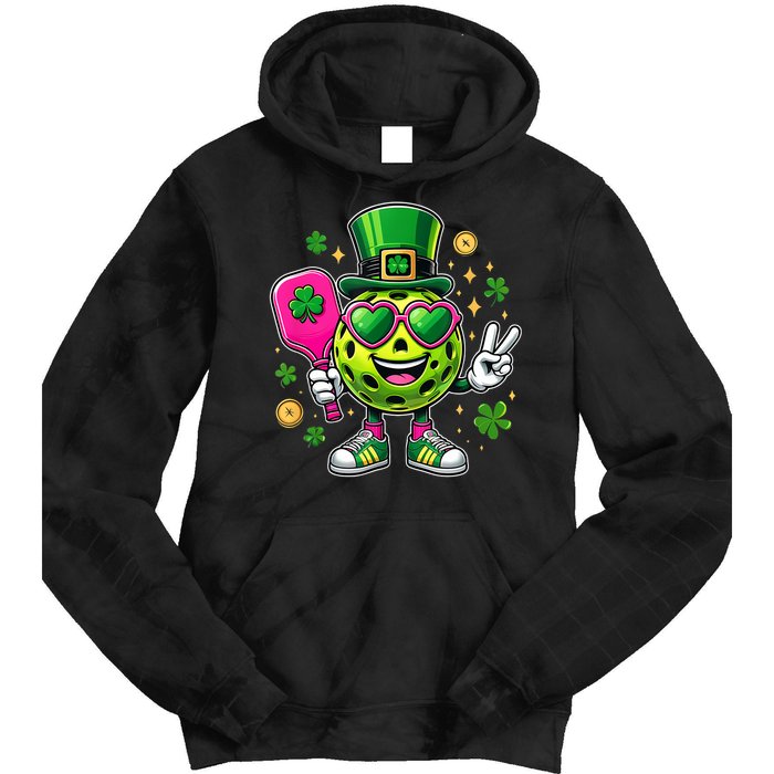 St. Patrick's Day Funny Lucky Pickleball Irish Shamrock Tie Dye Hoodie