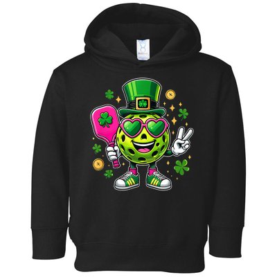 St. Patrick's Day Funny Lucky Pickleball Irish Shamrock Toddler Hoodie