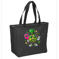 St. Patrick's Day Funny Lucky Pickleball Irish Shamrock Zip Tote Bag